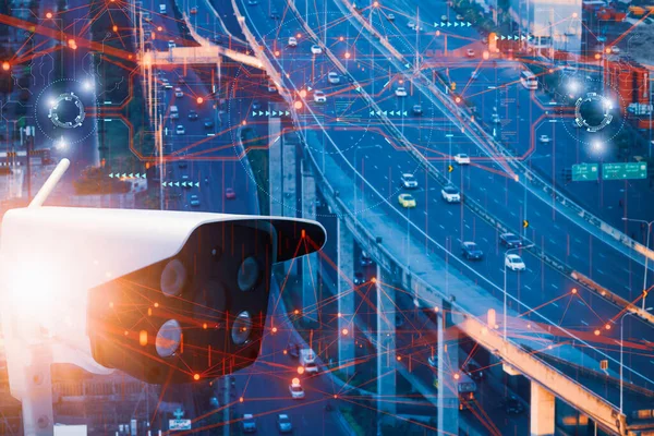 Concepto Tecnología Digital Señal Inalámbrica Red Vigilancia Cámaras Cctv Inteligente —  Fotos de Stock