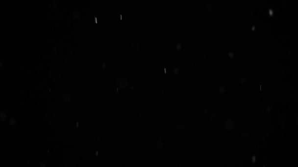 Bokeh aus weißem Schnee auf schwarzem Hintergrund. Schneefall - design element hd zeitlupe video. — Stockvideo