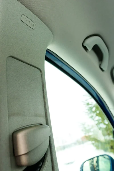 Airbag Innenraum Nah Sicherheitsgurt Innenraum Weiß — Stockfoto