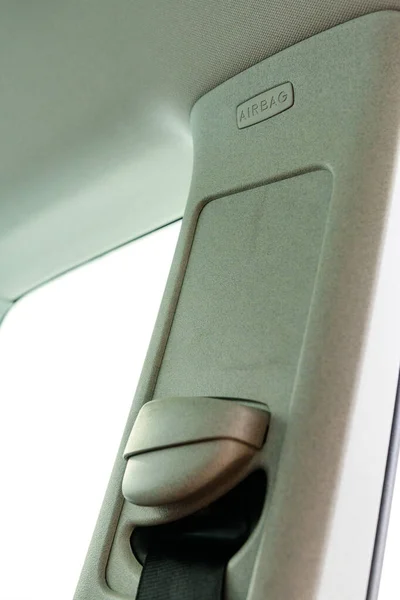 Airbag Car Interior Seat Belt Close Car Interior White — 图库照片