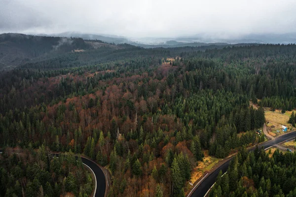 Estradas Ucranianas Nas Montanhas Serpentinas Estradas Florestas Vistas Das Montanhas — Fotografia de Stock