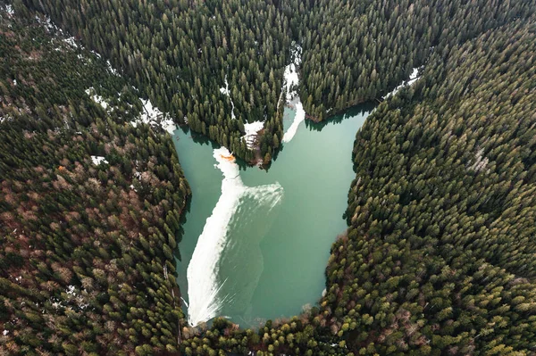 Lago Synevyr Los Cárpatos Ucrania Lago Fue Tomado Dron Vista — Foto de Stock