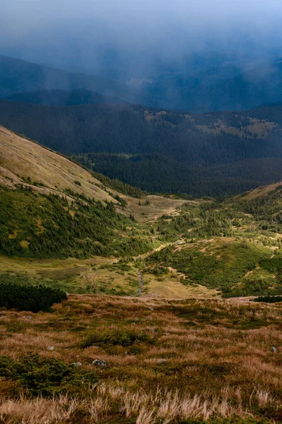 Otoño Nublado Cárpatos Pintorescos Paisajes Montaña Parque Nacional Ucrania Cárpatos — Foto de Stock