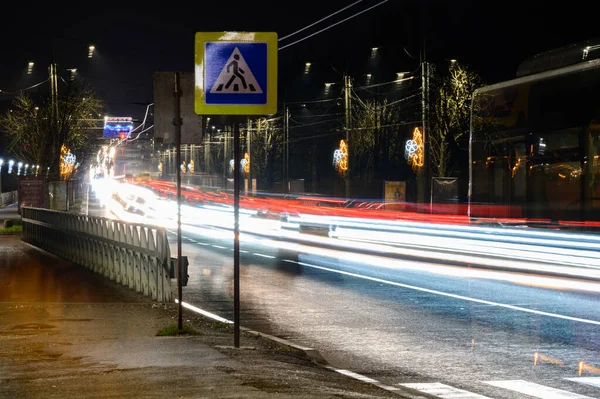 Вночі Дорогах Вночі Дорогах Міста Дорогах України — стокове фото