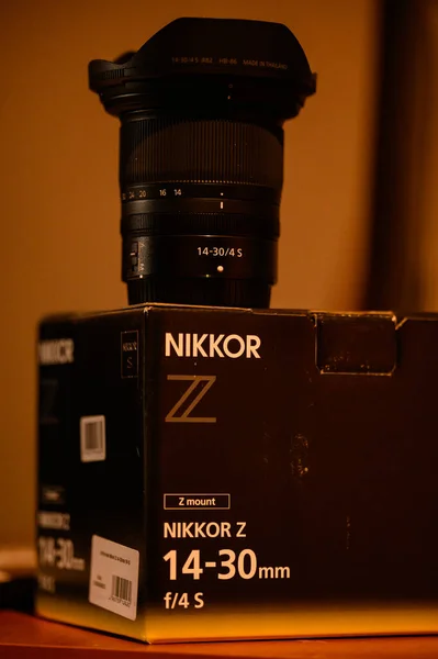 Dolyna Ukraina Lutego 2022 Obiektyw Nikon Szerokim Kącie Kamer Bezlusterkowych — Zdjęcie stockowe