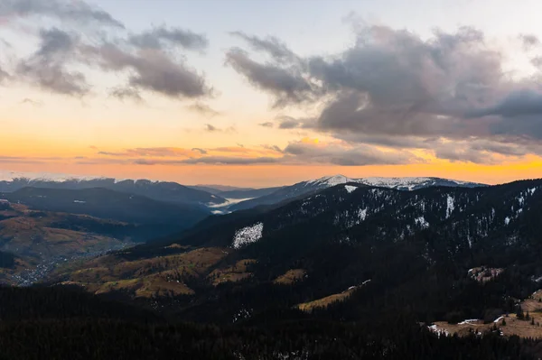 Morning haze in the mountains, picturesque landscapes at sunrise in the mountains and forests, Ukrainian picturesque and attractive landscapes.