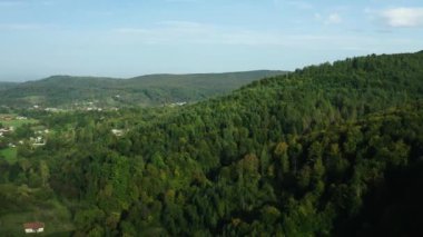 Ukrayna 'nın Karpatlar' ındaki dağ köyleri, dağlardaki köyün en üst manzarası, manzaralı manzaralar. 2021