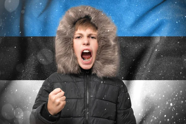 Estonia Suffers Consequences Cold Unheated Winter Children Protest Europe — Stock fotografie