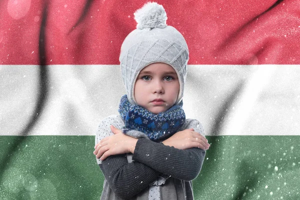 Hungary Gas Winter Crisis High Gas Tariffs Population Girl Frozen — Stock fotografie