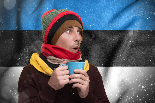 Estonie Subit Les Conséquences Hiver Froid Non Chauffé Homme Surpris — Photo