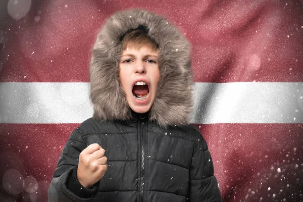 Gaskris Lettland Kalla Vintern Och Höga Gastariffer Barnprotester Europa — Stockfoto