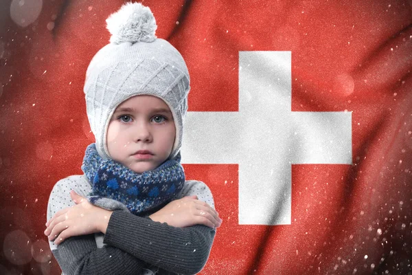 Schweiz Och Gaskris Vintern Höga Gasavgifter För Befolkningen Flickan Frusen — Stockfoto