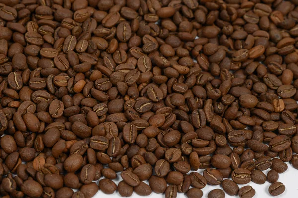 Fyllda Rostade Kaffebönor Plats För Kopiera Utrymme Många Kaffebönor Kaffe — Stockfoto