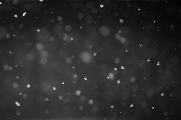 Bokeh Aus Weißem Schnee Auf Schwarzem Hintergrund Schneefall Neues Gestaltungselement — Stockfoto