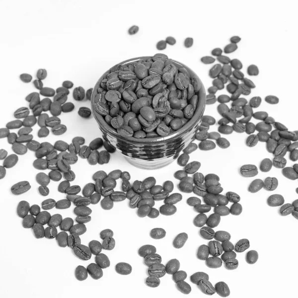 Scattered Coffee Beans White Photo Mug Coffee Beans Top View — Stock Photo, Image