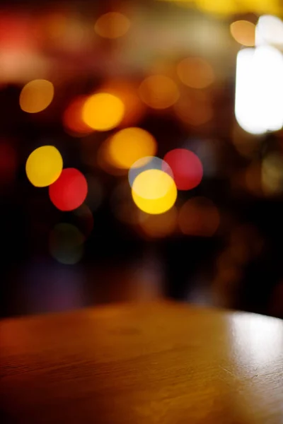 Bokeh Barhintergrund Verschwommenes Buntes Licht Tisch Vordergrund Für Ihr Produkt — Stockfoto