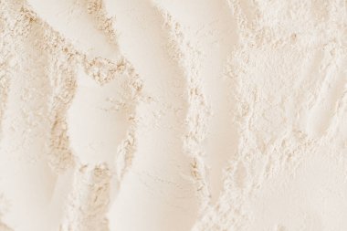 Yemek ve hamur için un dokusu. Yukarıdan beyaz un fotoğrafı.