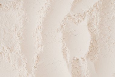 Yemek ve hamur için un dokusu. Yukarıdan beyaz un fotoğrafı.