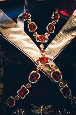 Ancient italian jewelry with stones, bijouterie, jeweler