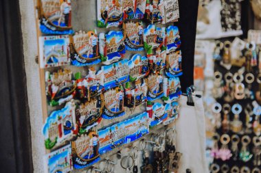Italy. Venice. 09.07.2022 Venetian magnets in a shop in the city, traditions, souvenirs