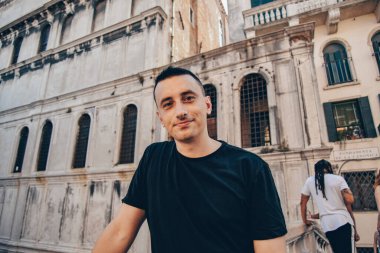 Man in Venice. Tourist on a trip to Italy