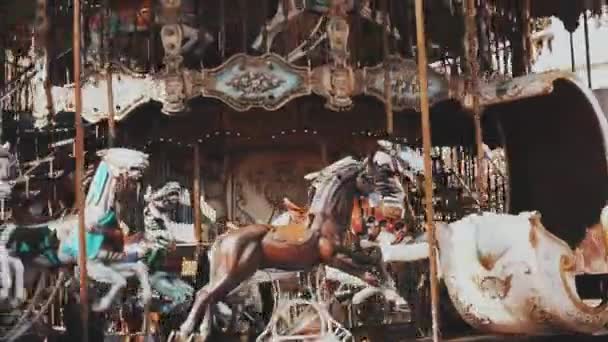 Paris France 2022 Children Circular Carousel Horses Paris — ストック動画