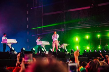 Hungary, Budapest, 12.08.2022 Stomae perform sings at the festival on the main stage sziget festival