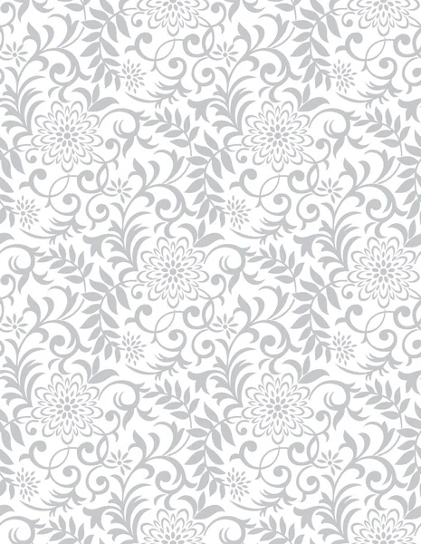 Silver seamless floral background — Stock Vector