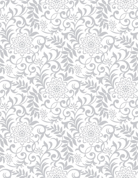 Silver seamless floral background