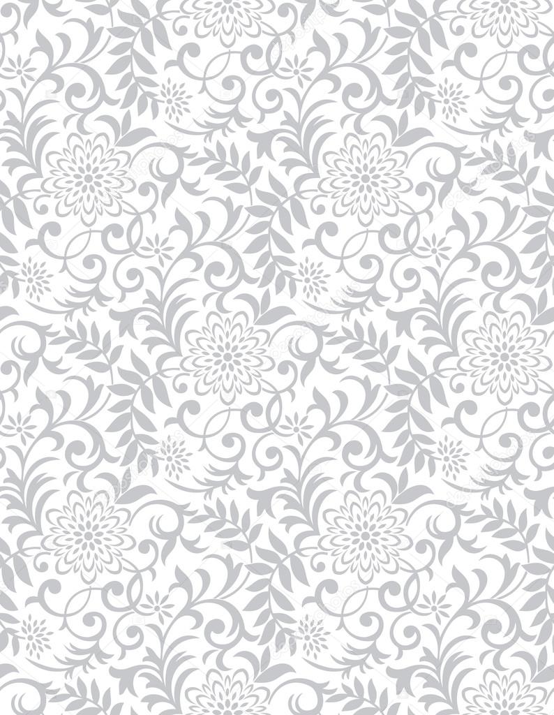 Silver seamless floral background