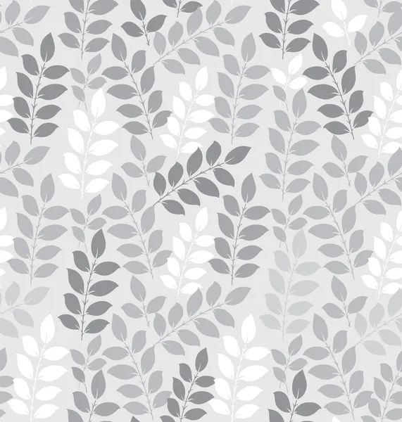 Seamless leaves wallpaper in silver — Stock Vector