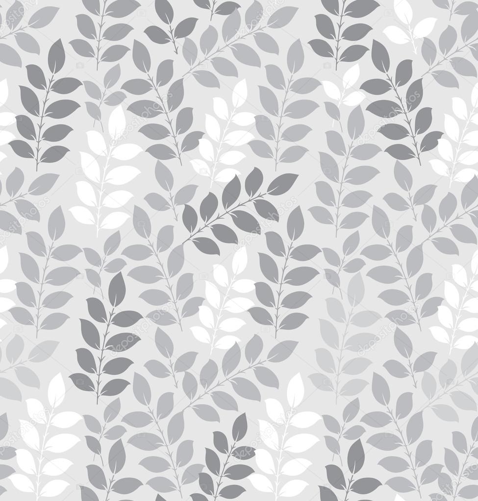 Seamless leaves wallpaper in silver