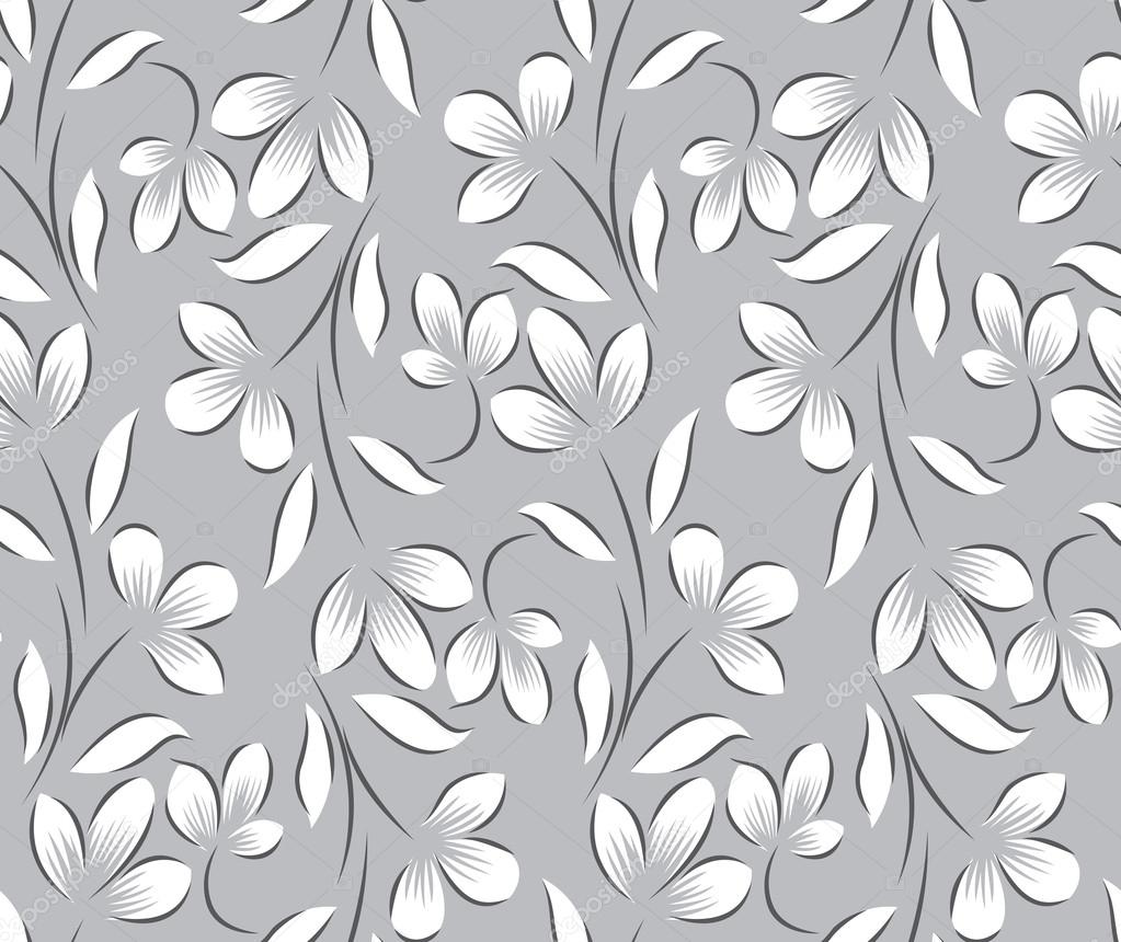Seamless silver floral background