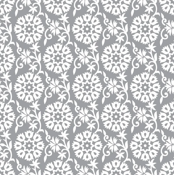 Fondo floral plateado sin costuras — Vector de stock