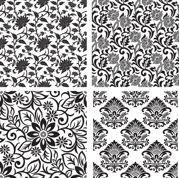 Seamless set of floral background — Stock Vector