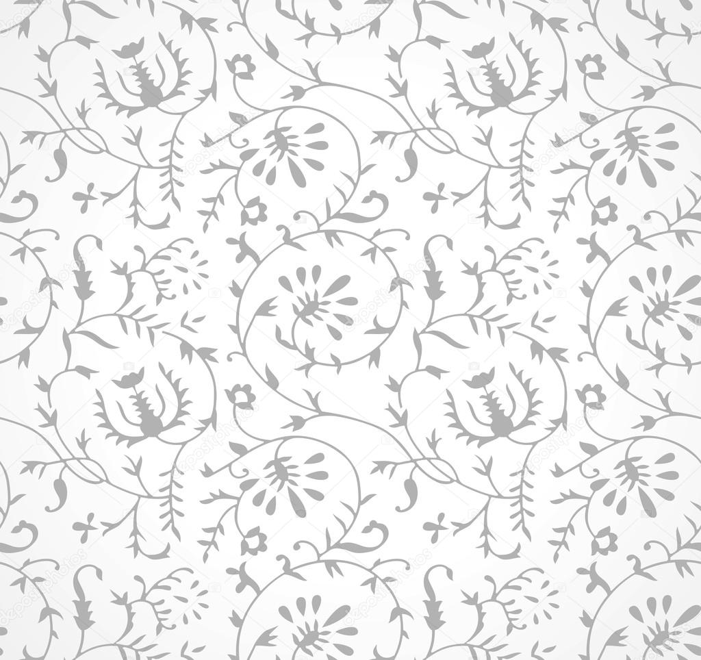 Seamless silver floral wallpaper