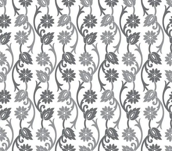 Seamless royal silver floral wallpaper — Stock Vector