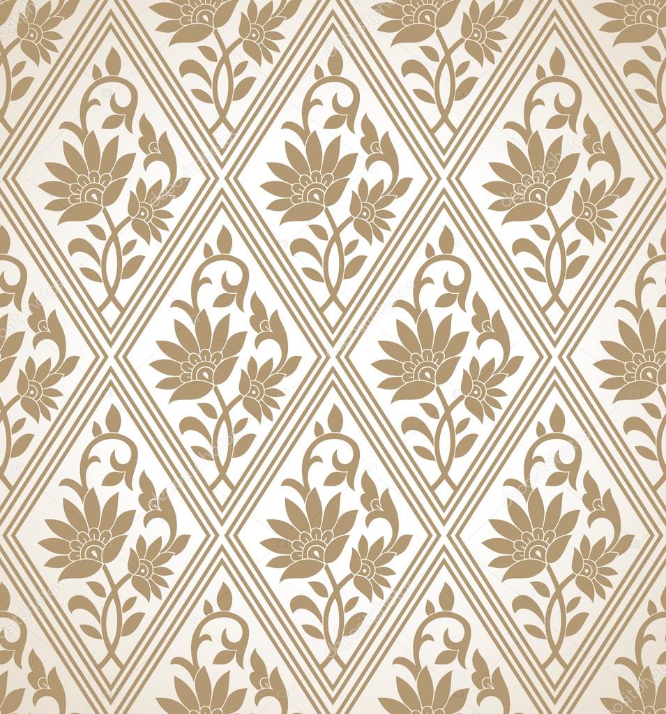 Golden seamless floral wallpaper