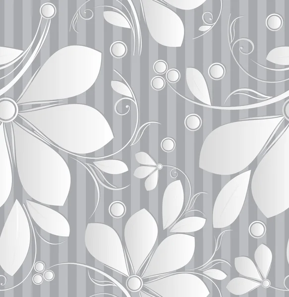 Srebrny bezszwowe tapetą z motywem kwiatowym — Wektor stockowy