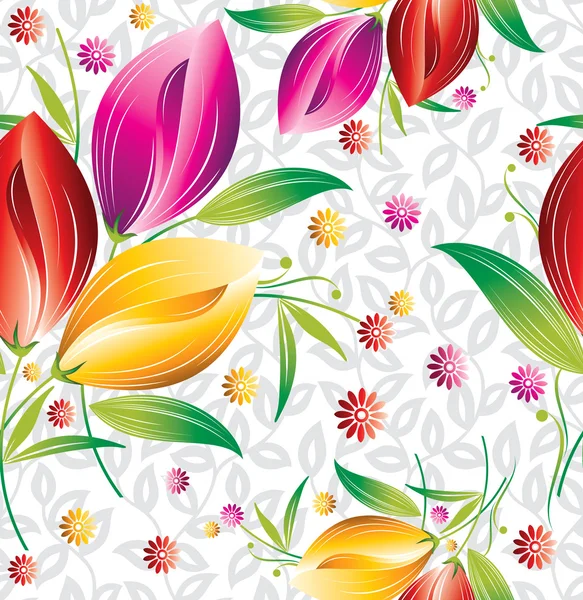 Seamless floral curtain background — Stock Vector