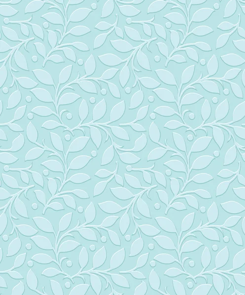 シームレスな青緑色の葉の壁紙 — ストックベクタ