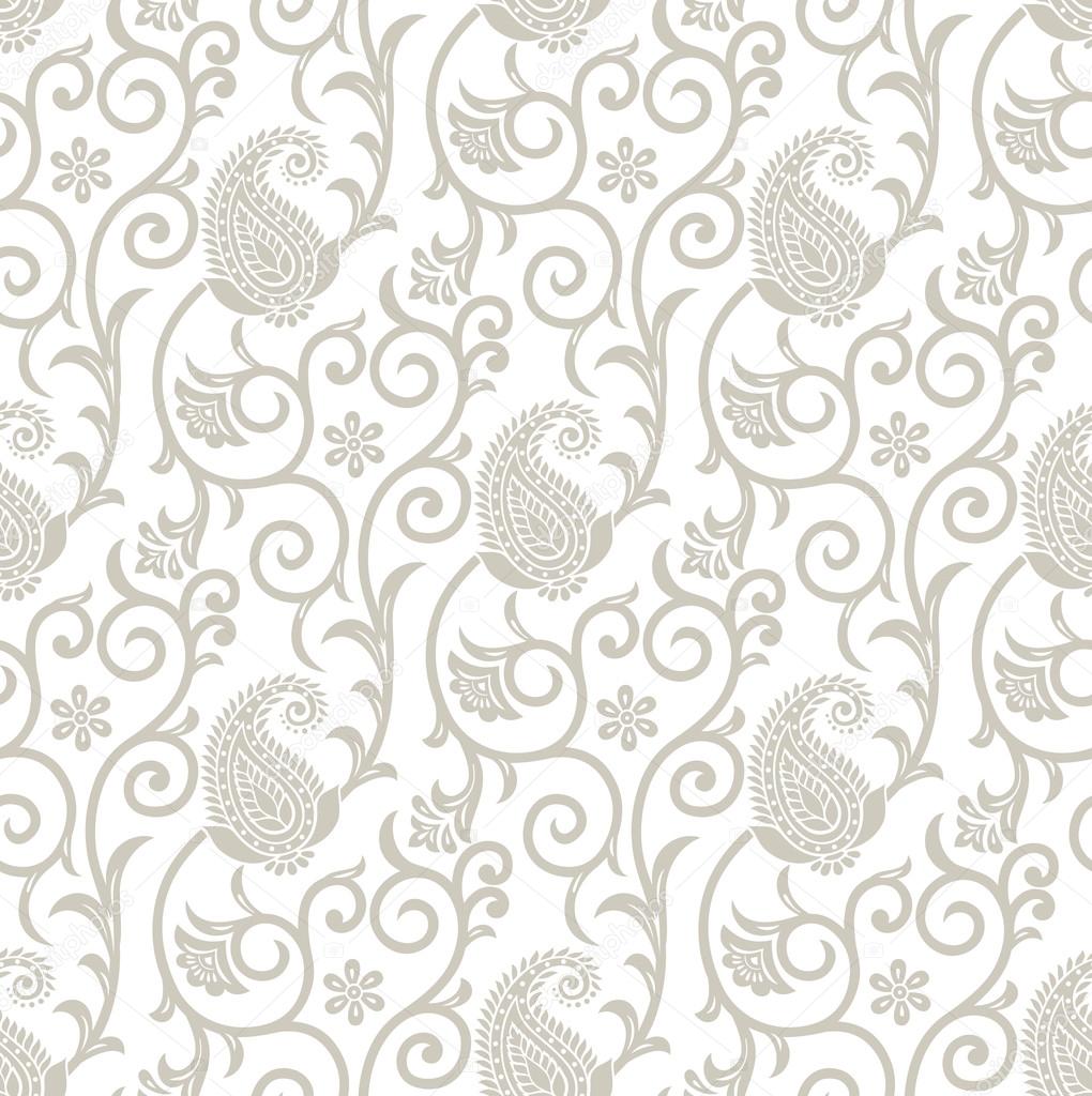 Fancy seamless floral background with paisley