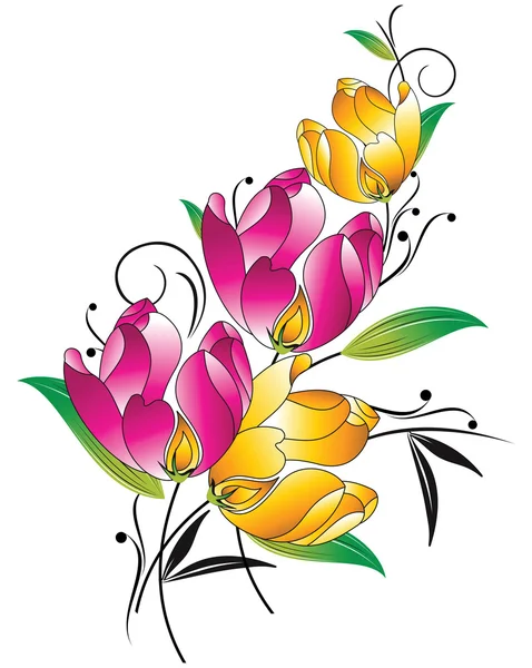 派手な花の束 — ストックベクタ