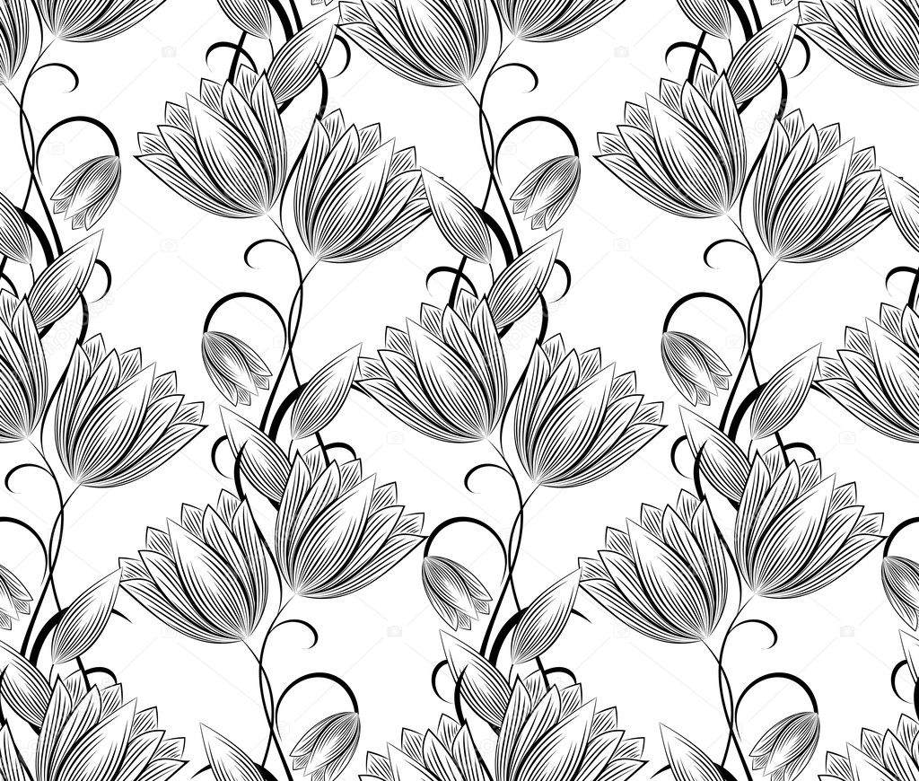 Damask seamless vector background on white