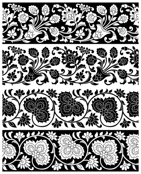 Vector bloemen grenzen — Stockvector