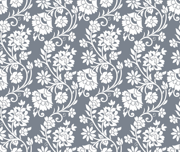 Цветочное серебро бесшовный фон
