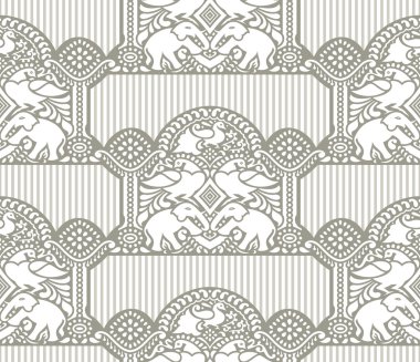 geleneksel kesintisiz wallpaper ile fil ve tavuskuşu