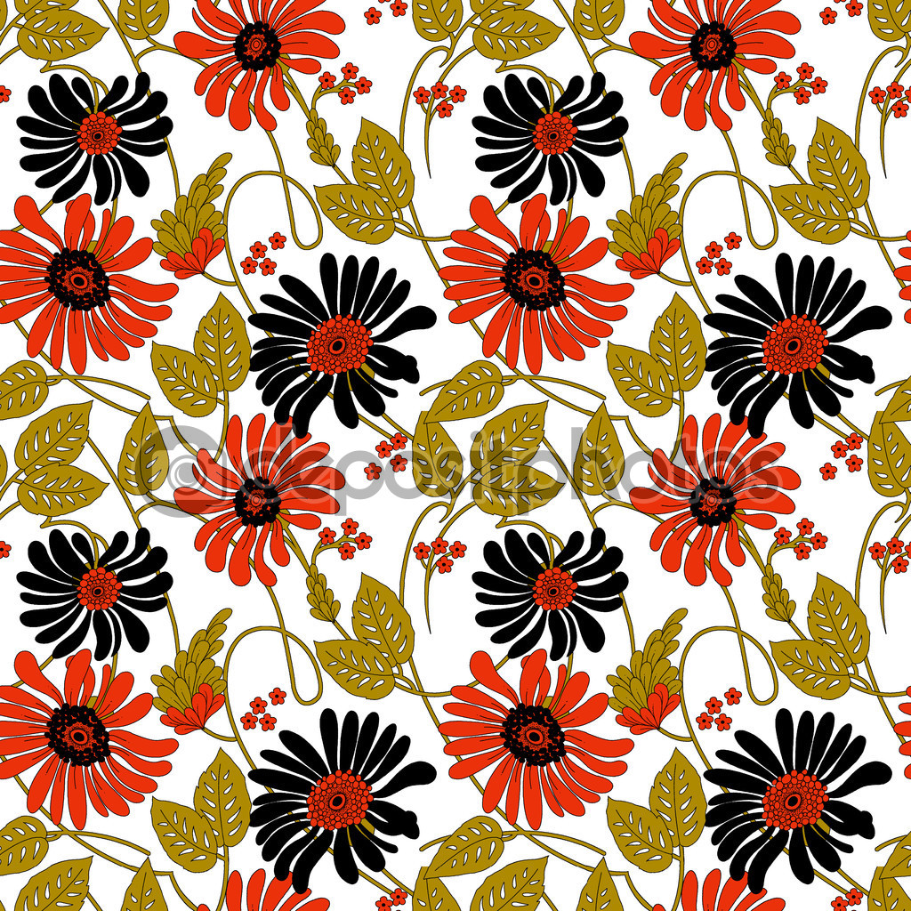 Seamless floral curtain background