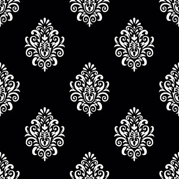 Design Damassé Noir Blanc Sans Couture — Image vectorielle