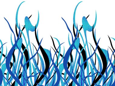 Seamless blue abstract design border on white background